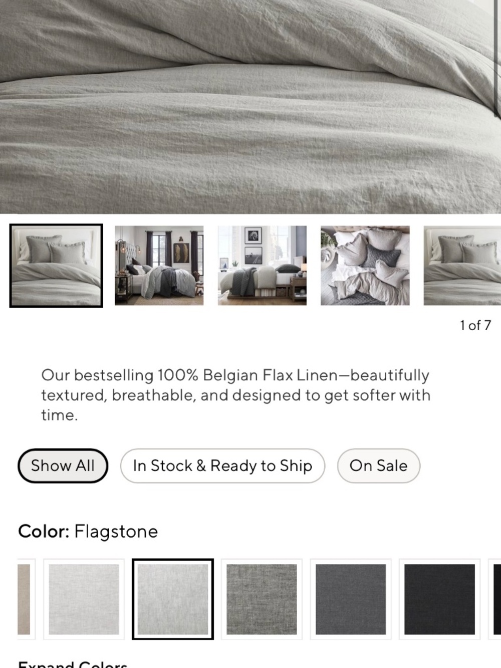 Pottery Barn Belgian Flax Linen Duvet Cover King/Cal. King - Picture 6 of 9